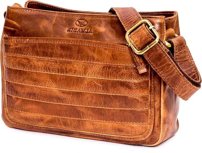 Schoudertas Dames Leer - Crossbody Tas Hobo Tas - Dagelijks Gebruik - Handgemaakt Premium Leer - 23x16x8 cm - Bruin