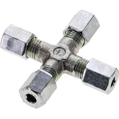 4LL Verzinkt Stalen Kruissok Snijring 100 Bar DIN 2353 - FL4X-C-EZ-04-LL