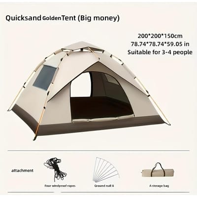 Installez rapidement la tente pour le camping et les activités en plein air pour éviter les moustiques. 3-4 people beige