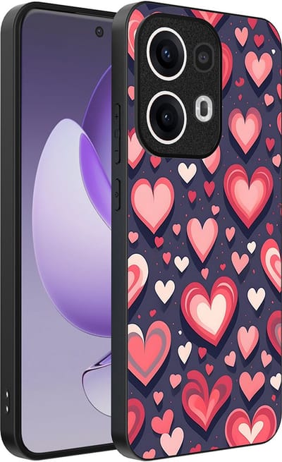 Smartphonica Telefoonhoesje Geschikt voor Oppo Reno 13 Pro met Hartjes Opdruk - TPU Backcover Case With Heart Design geschikt voor Oppo Reno 13 Pro