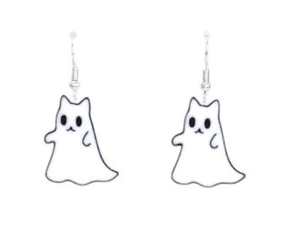 Halloween Oorbellen - Gothic - Oorhangers - Kat spookje - 1 paar