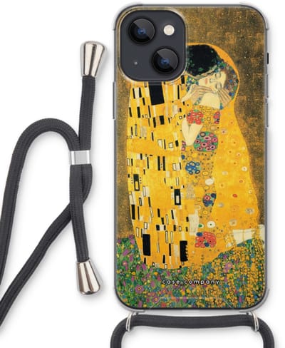 Case Company® - Hoesje met koord geschikt voor iPhone 13 mini hoesje met Koord - Der Kuss - Telefoonhoesje met Zwart Koord - Bescherming aan alle Kanten en Over de Schermrand