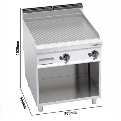 GGM Gastro Gas Bratplatte - 20 kW - Gerillt Zilver