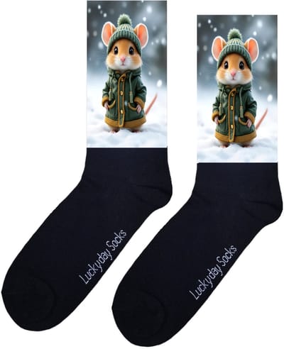 Muis - Opkikker - Grappige sokken - Valentijns cadeau - Verjaardag cadeau - Sint cadeau - Leuke sokken - Sneeuw - Natuur - Vrolijke sokken - Cadeautje - Grappige cadeau - Kerstsokken - Vaderdag - Moederdag - Socks maken Happy - 37-44
