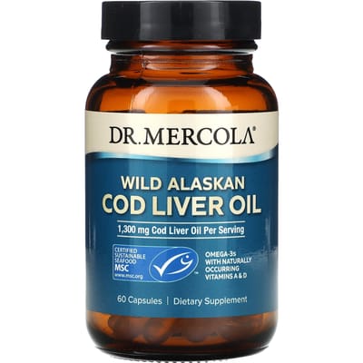 Dr. Mercola, Wilde Alaskaanse Levertraan, 1.300 mg, 60 Capsules (650 mg per capsule)