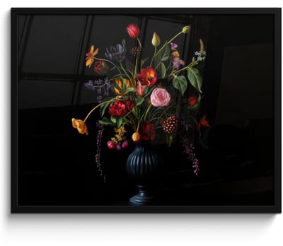 Poster in lijst - Fotolijst 70x50 cm - Posters - Bloemen - Bessen - Klassiek - Posterlijst zwart - Decoratie - Wanddecoratie woonkamer - Muurdecoratie slaapkamer