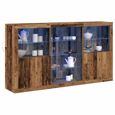 vidaXL - LED - Dressoir - Oudhout - 181,5 - x - 37 - x - 100 - cm - Bewerkt - hout
