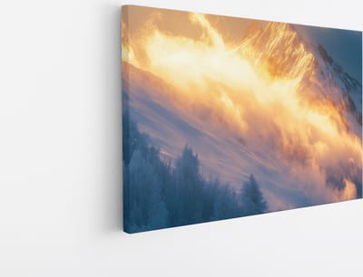 Saammp Canvas Schilderij - Wolken in de bergen - Natuur - Landschap - 45x30 - Foto op canvas - Wanddecoratie - Muurdecoratie Woonkamer - Slaapkamer decoratie - Canvas Print