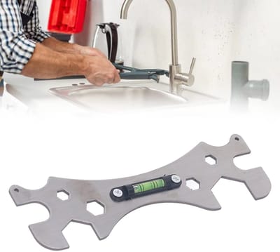 Dailygoods- Douchesleutel Multifunctioneel - Roestvrij Staal - Installatie/Demontage - Ergonomisch Ontwerp - Zelfnivellerende Meter - Schroefopeningen 8-29 mm - Installatiesleutel