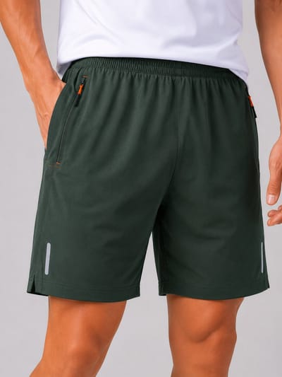 SparkNine Apex fitnesshort - sportbroek - met ritszakken - S - groen - functioneel - sneldrogend & ademend - elastische band met trekkoord