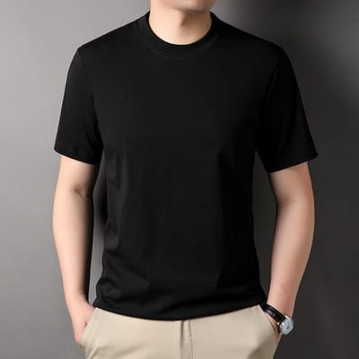 Wijde Versie Ronde Hals Ademend Kreukvrij Casual Zwart Mode Pure Versie Korte Mouw Heren T-shirt Halve Mouw XXXXL