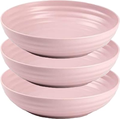 Plasticforte Rond bord/camping - 6x - diep bord - D22 cm - oud roze - kunststof - onbreekbaar