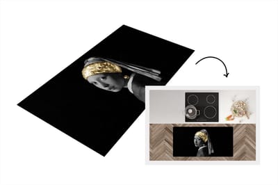 Keukenloper - Loper keuken - Meisje met de parel - Goud - Vermeer - 120x60 cm - Keukenloper vinyl