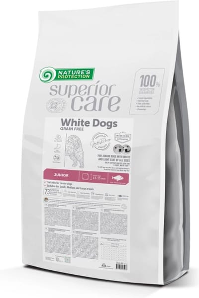 NATURE'S PROTECTION SUPERIOR CARE 10kg. hondenvoeding voor witte opgroeiende hond met witvis