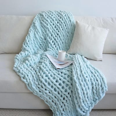 Grof Gebreide Chenille Deken - 127 x 152 cm - Zachte, Ademende Fleece voor Bank en Bed - Perfect voor Huisdecoratie en Kerstmis