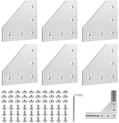 Hoekbeugels voor Aluminium Profielen - Complete Accessoireset voor Stabiele Constructies - 6 Stuks
