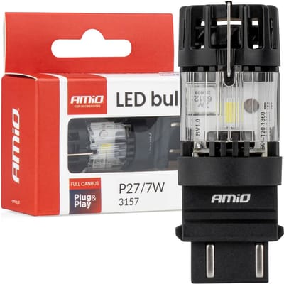 AMiO LED Lamp LumiTec 3157 P27/7W 12V FULL CANBUS – Krachtige Witte LED Vervanger (1 stuk)