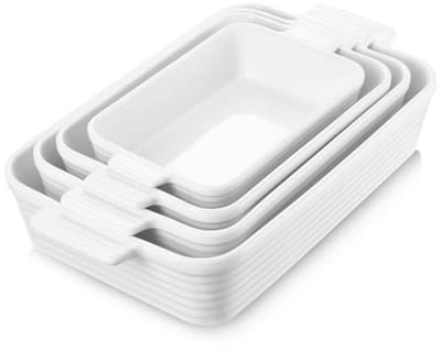 Diepe Rechthoekige Bakvorm Set van 4 - Perfect Voor Lasagne, Brownies en Meer