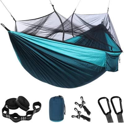 PromoHome Camping Hangmat met Geïntegreerd Muggennet - Lichtgewicht en Draagbaar