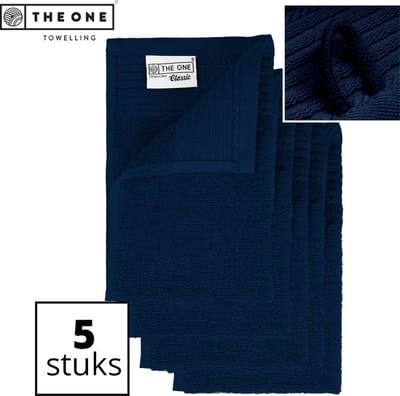 The One Towelling Classic Gastendoeken - 30 x 50 cm - 5 Stuks - Voordeelverpakking - Hoge vochtopname - 100% Zacht katoen - Marineblauw