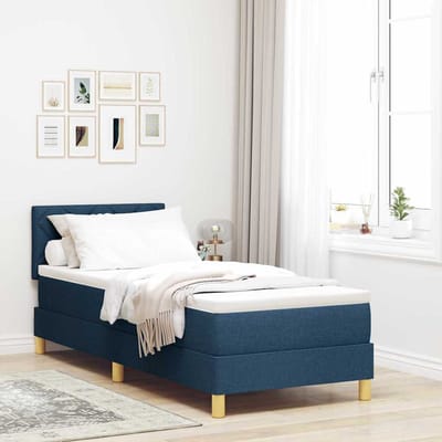 vidaXL - LED - Box - Spring - Bed - met - hoofdeinde - Blauw - 80 - x - 200 - cm - Stof