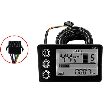 Vélo Électrique 24V/36V/48V Prise SM Affichage LCD pour E-bike Scooter Électrique SM Plug black