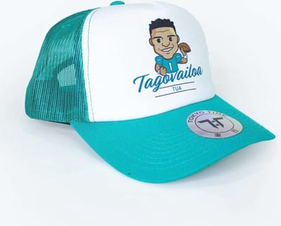 Tokyo Time - Tua Tagovailoa NFLPA Emoji Trucker pet - Wit/Turquoise