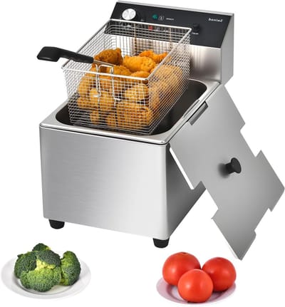 Friteuse met mand - Frituurpan met korf - Thuis Frituren - Roestvrij staal - 10 Liter - Zilver