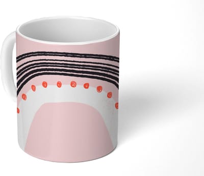 Mok - Koffiemok - Regenboog - Minimalisme - Roze - Mokken - 350 ML - Beker - Koffiemokken - Theemok