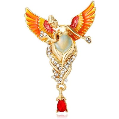 Nieuwe Engel Hanger Broches Spelden voor Vrouwen Exquise Luxe Kristallen Corsage Damespak Reversspeld Ontwerper Kleding Accessoires beige
