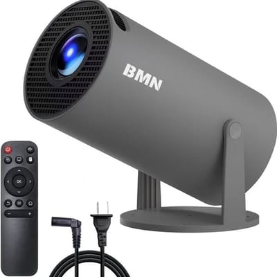 BMN® Premium Mini Beamer 2026 Editie - Smart Projector met 4K ondersteuning - Geschikt voor IOS en Android - WiFi 6 & Bluetooth 5.4 - Android 13.0 - Draagbaar - Inclusief Hdmi kabel - Thuisbioscoop - Grijs