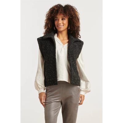 Smashed Lemon Damesbouclé gilet met kraag |
