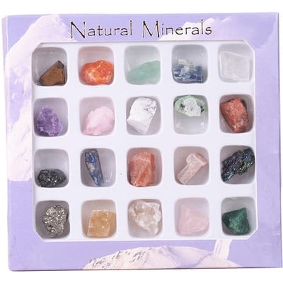 20 Stuks Kerst Adventskalender Aftel Speelgoed Natuurlijke Kristal Agaat Steen Rotsen Mineralen en gray