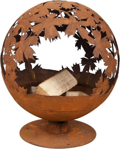 Design Terrashaard – Vuurbal – Bladeren - Roestkleurig - 55,8x57x66cm