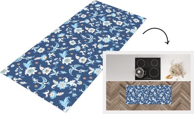 Keukenloper - Loper keuken - Patroon - Vogel - Bloemen - 120x50 cm - Keukenloper vinyl