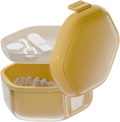 False Teeth Holder, Leak-proof Brackets, Mouth Guard Storage Box, Three Layer Travel Holder, Portable Cleaning Container for Mouth Guard