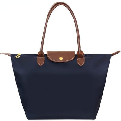 Nieuwe Nylon Strand Draagtas Mode Dames Handtas Tote Oxford Schoudertassen Vrouwelijke Waterdichte Dumplings Opvouwbare Boodschappentas 2024 S donkerblauwe kleur