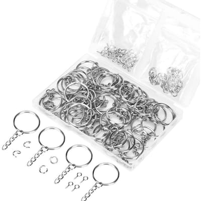 300 Stuks Sleutelhanger Set Slijtvast IJzeren Sleutelhanger Ring Schroefoog Pin Jump Ring Kit voor DIY Knutselen gray