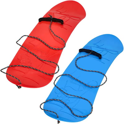 KOTARBAU® 2 stuks Speelgoed Snowboard, Kunststof, 68x20 cm, Blauw & Rood, Sneeuw Slee, Plastic Glijder Sneeuw, zonder Binding, met Touw, Sneeuwglijder, Slee