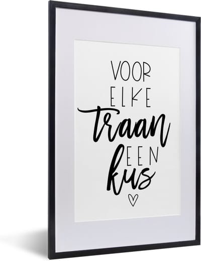 Fotolijst incl. Poster - Beterschap - Quote - Hartjes - Kus - 40x60 cm - Posterlijst