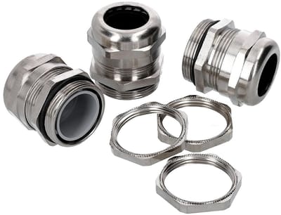 3 stuks Kalitec EMC kabelwartel M25, messing, klembereik 8,0-16,0 mm | M25 borgmoer, geribbeld, messing | gas- en waterdichte kabeldoorvoer