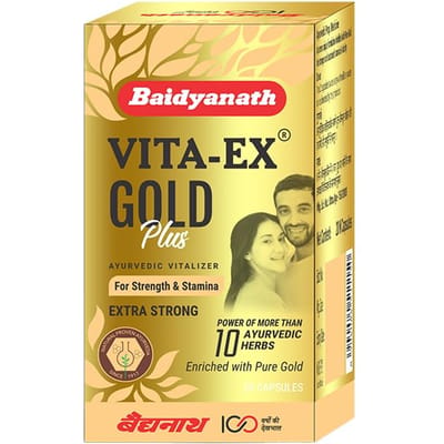 Baidyanath Vita Ex Gold Plus 20 Gélules avec Shilajit Pur de l'Himalaya Ashwagandha Safed Musli