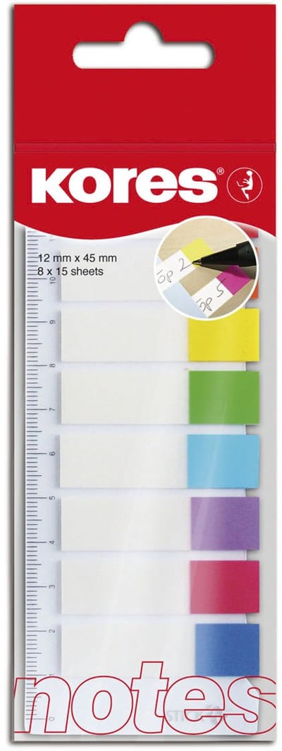 Kores Pagemarker - Index tabs, 12 x 45 mm, 8 x 15 stuks