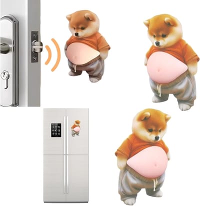 3D Sticker voor Shiba Inu, Grappige Deurstopper met Zachte Siliconen Kussen, Bescherming tegen Botsingen voor Deuren en Telefoons, Grijs