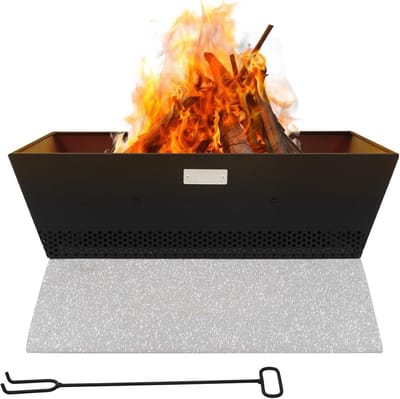 Vuurkorf met Keramische Voet 54 x 28,5 x 54 cm - Stalen Vierkante Haard voor Buitenruimtes