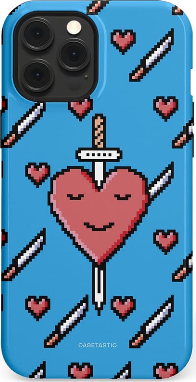 Casetastic hoesje geschikt voor Apple iPhone 12 Pro Max - MagSafe - Dubbellaagse bescherming - Zwaard saga - Fashion Case - Lichtblauw Zwart Koraal