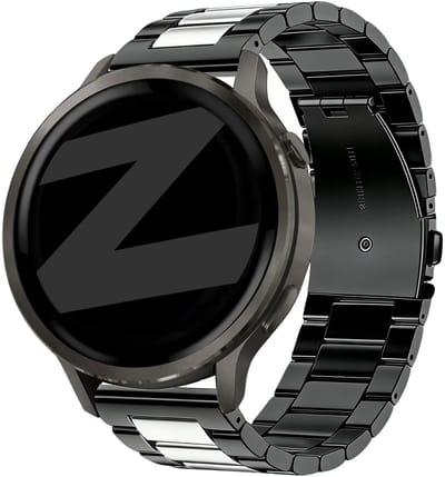 Bandz Classic bandje RVS 20mm geschikt voor Garmin Vivoactive 6 / 5 / 3 / Vivomove / 3 / HR / Style / Luxe / Sport / Trend / Forerunner 645 / 570 / 245 / 170 / 165 / 70 / 55 / Venu / SQ / SQ2 / 2 Plus / Approach S12 / S40 / S42 - Zwart / Zilver