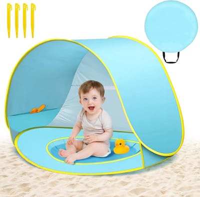 Lexium Strandtent baby - Zomeruitje - Baby zonnescherm - UV bescherming - Pop-up strandtent - Baby strandaccessoire - Vakantie met baby - Stranddag met kinderen - Baby schaduwdoek - Draagbare strandtent - Zonnescherm baby - Zandvrije speelplek - Baby