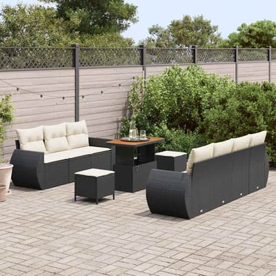 vidaXL - Tuinbank - Set - 10 - st - 7-Aantal - zitplaatsen - Zwart - en - Crème