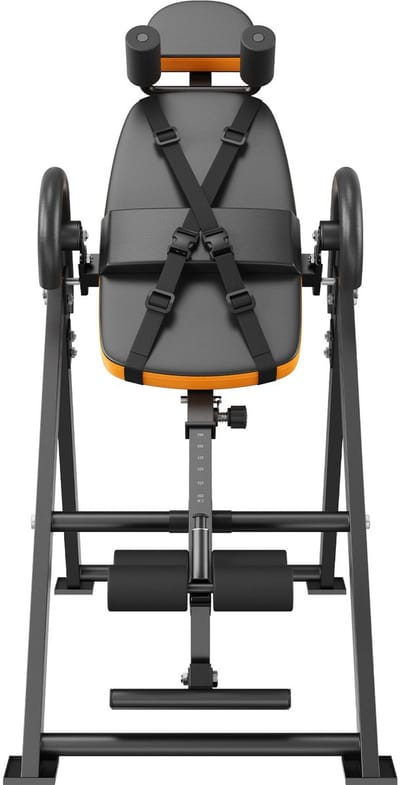 Inversiebank, Belastbaar tot 136 kg, Zware Decompressiestretcher, Krachttrainingstoestel, Verstelbare Hoofdsteun en Enkelvergrendeling, Veiligheidsharnas, Oranje/Zwart